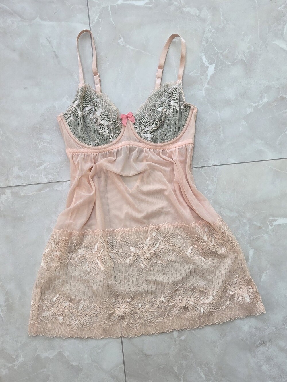 La Vie En Rose Blush Pink Lace Trim Chemise